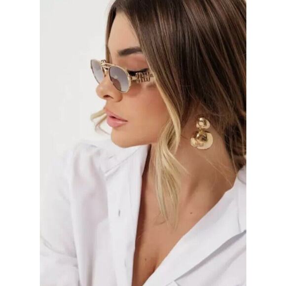 MIU MIU MU 54ZS 5AK30C Gold Grey Gradient Lens Oval Women Sunglasses AUTHENTIC main image 8